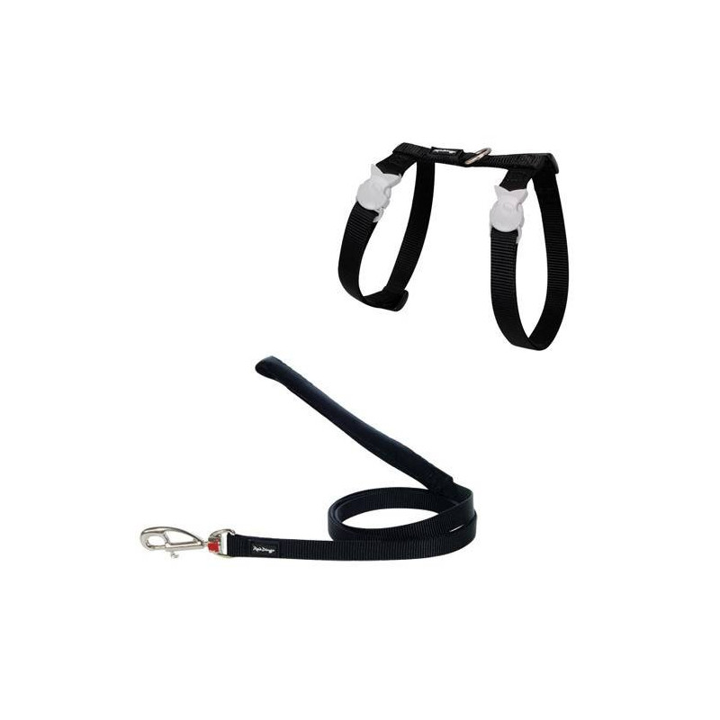 Harness and leash set Red Dingo Cats black