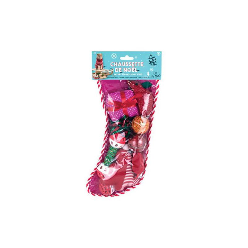 Chaussette de Noël lot de 9 jouets pour chat