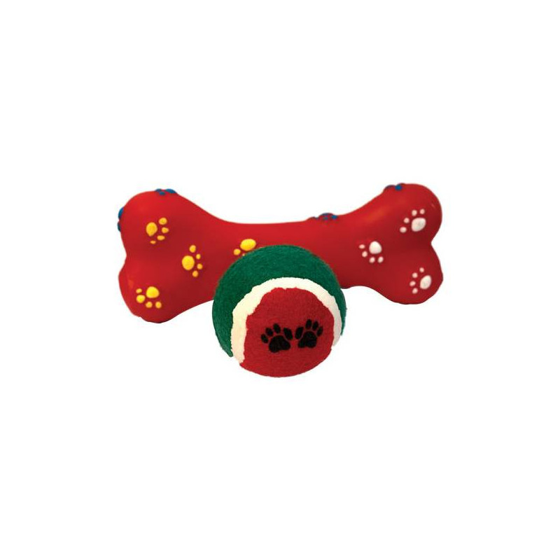 Set mit 6 weihnachtlichen Hundespielzeugen