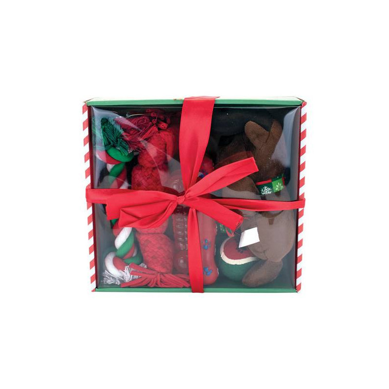 Set mit 6 weihnachtlichen Hundespielzeugen Set mit 6 weihnachtlichen Hundespielzeugen