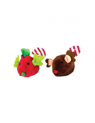 Set of two plush Christmas mice for cats