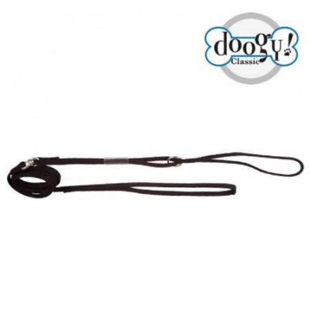 Doogy, Expo correa plana de nailon negra con anilla cromada