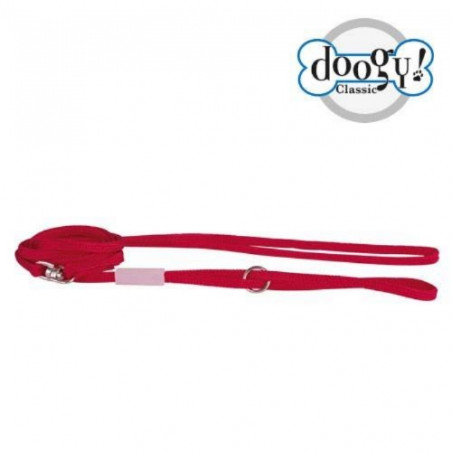 Doogy, Expo red flat nylon leash with chrome ring