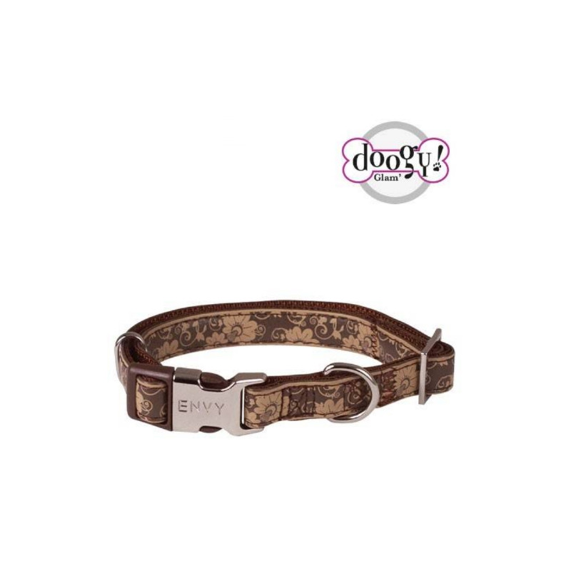 Doogy, Collier réglable Envy Flora marron