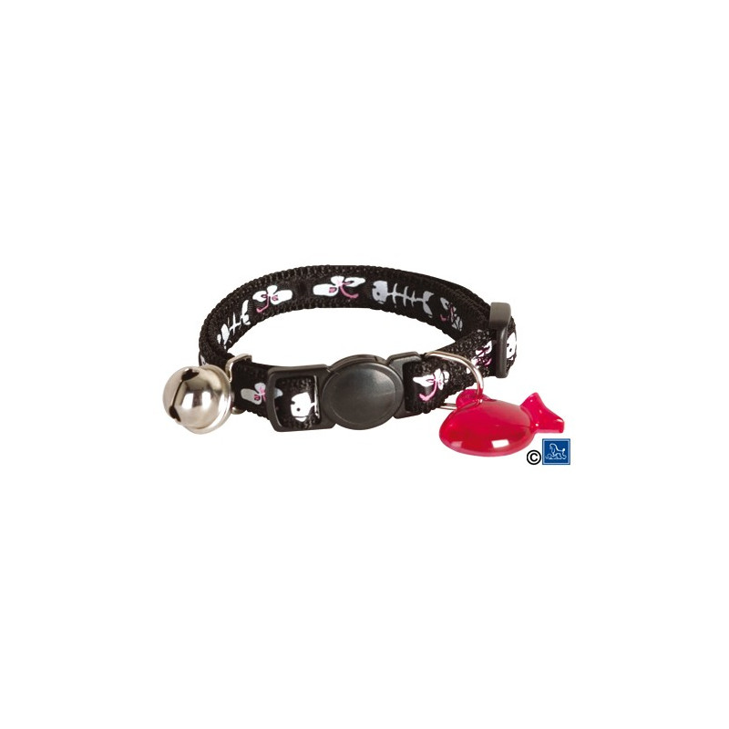 Colliers nylon galon arêtes chat noir Colliers nylon galon arêtes chat noir