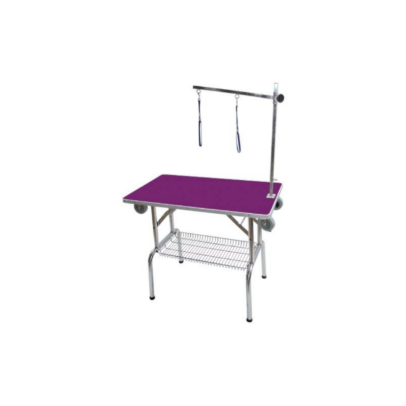 Phoenix, Table pliante à potence simple (avec roulettes) violette Phoenix, Table pliante à potence simple (avec roulettes) violette