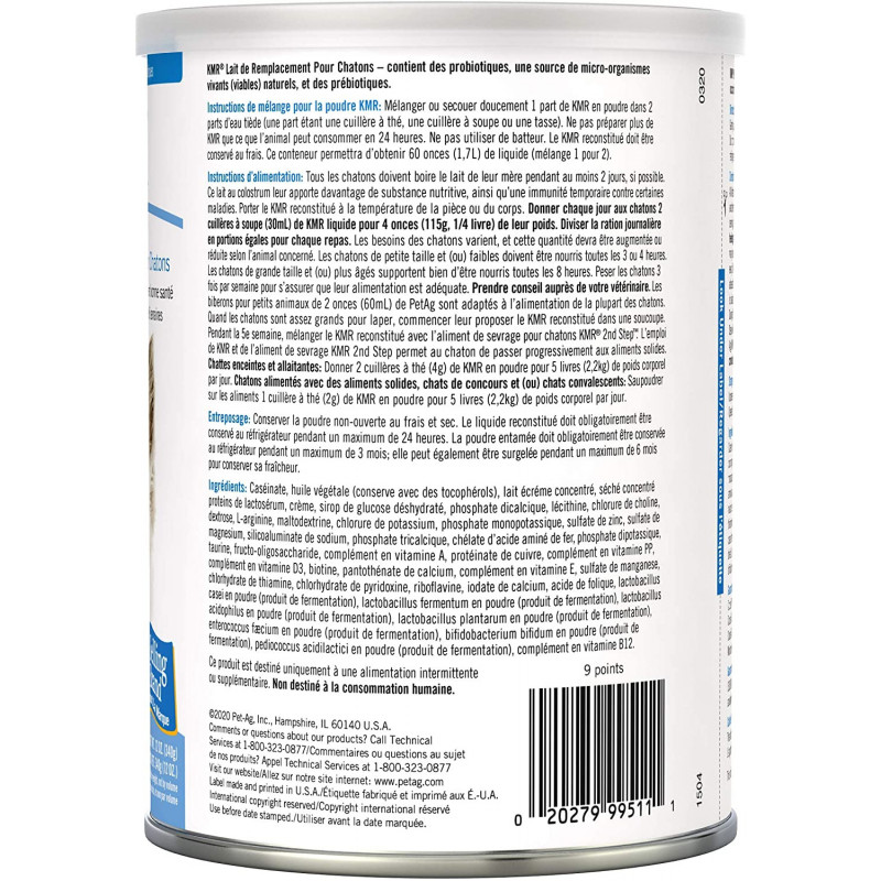 Lait maternisé PetAg, KMR Powder, 340 G
