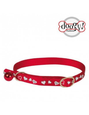 Doogy, Collar corazón reflectante gato rojo