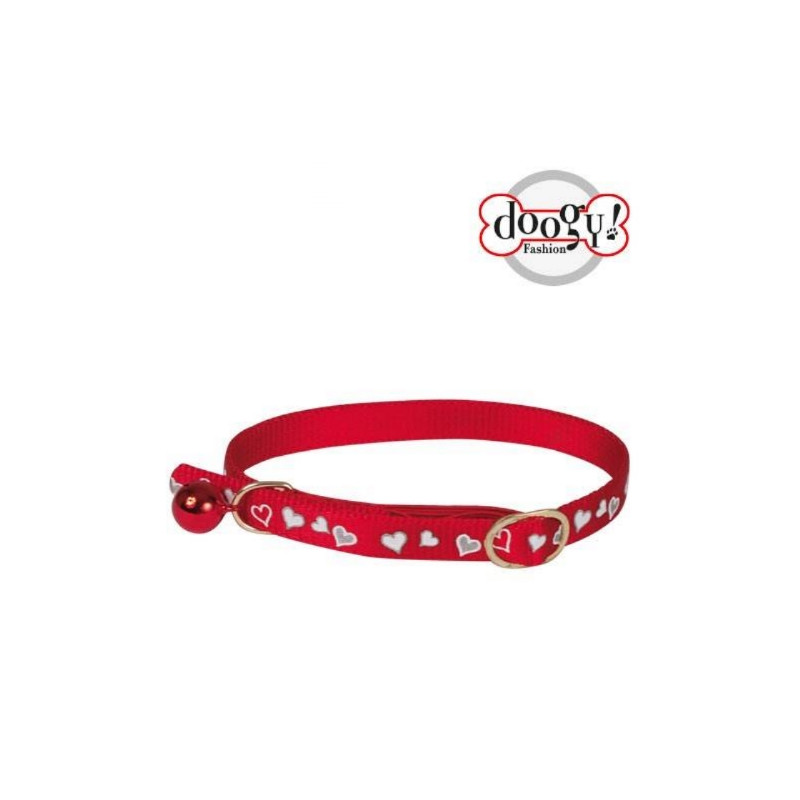 Doogy, Collana cuore riflettente gatto rosso