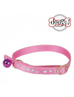 Doogy, Collier coeur réfléchissant chat rose