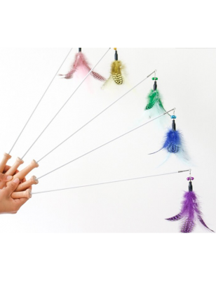 Single wooden fishing rod and feather