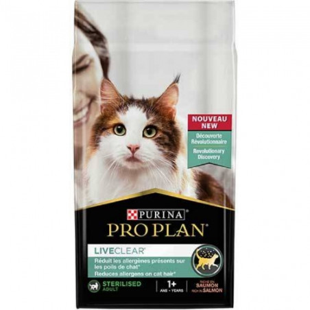 Purina, Croquettes ProPlan Sterilised Chat saumon LiveClear