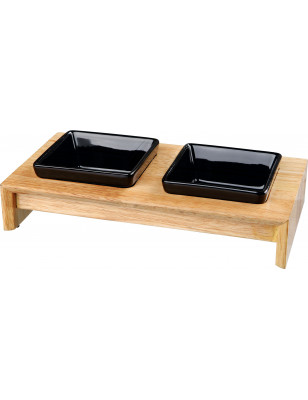 Set di ciotole, ceramica/legno