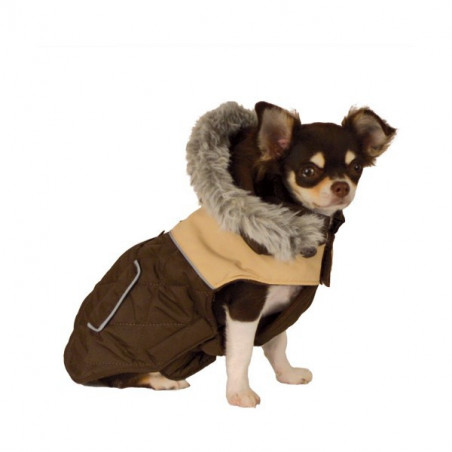 Braune Daunenjacke mit Kapuze