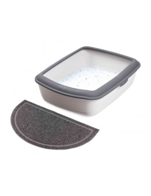 Semi-circular litter box mat