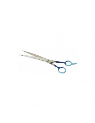 Curved scissors blue 22.5 cm staggered rings IdealCut