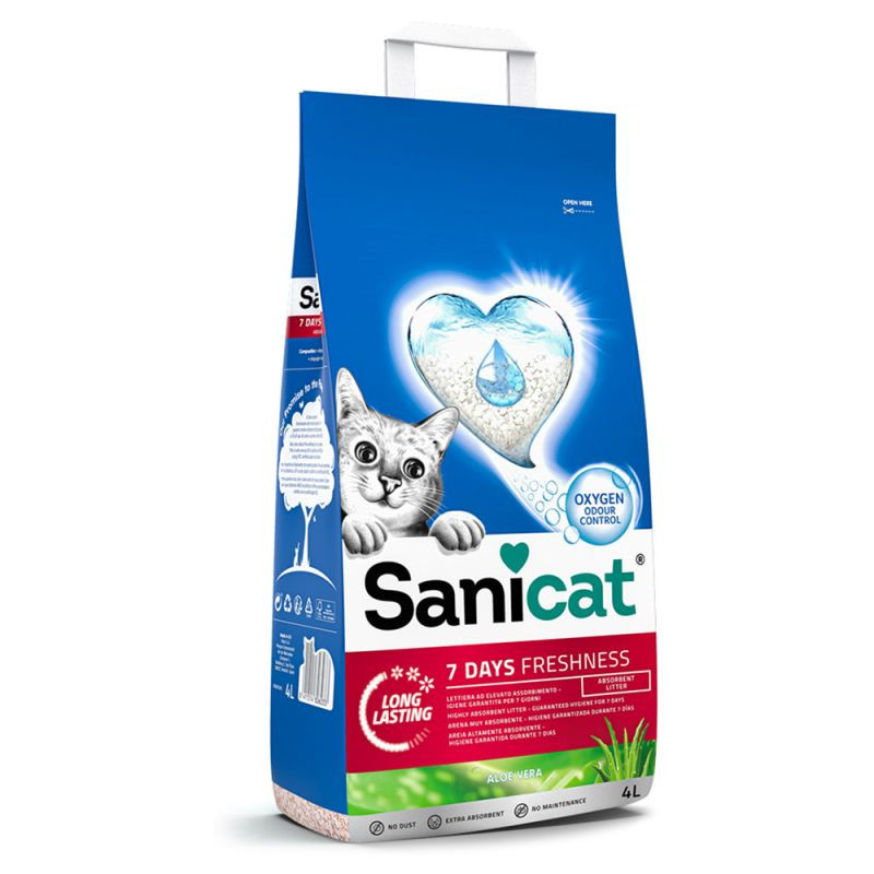 Sanicat 7 Días arena higiénica oxigeno activo 4L - Aloe Vera