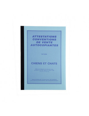 Carnet d'attestations de vente chiens et chats