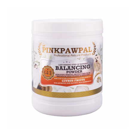 Polvo equilibrador de pelaje Pinkpawpal para perros y gatos