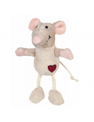 Souris cœur catnip chat Trixie 11 cm beige