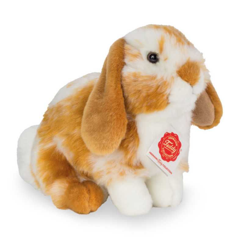 Peluche Hermann Teddy coniglio bianco e rosso