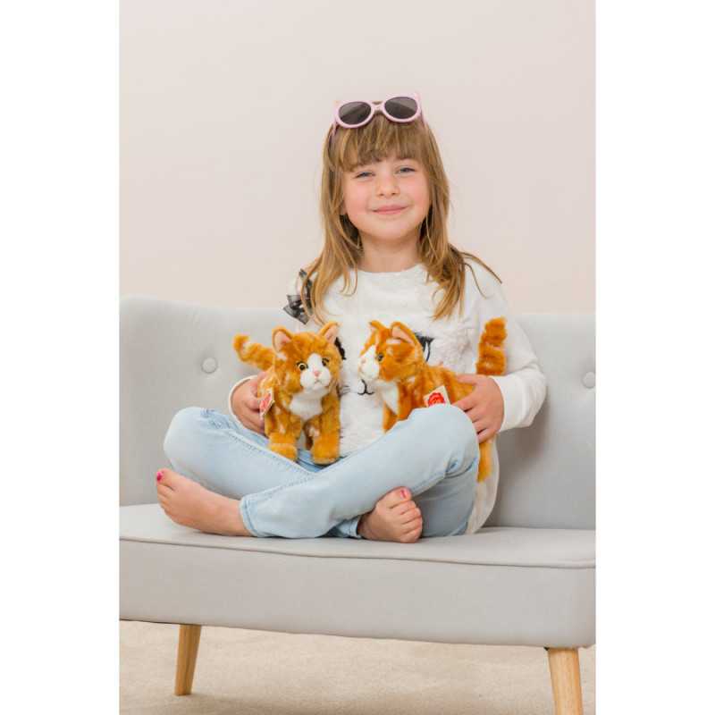 Peluche Hermann Teddy in piedi con gatto soriano rosso