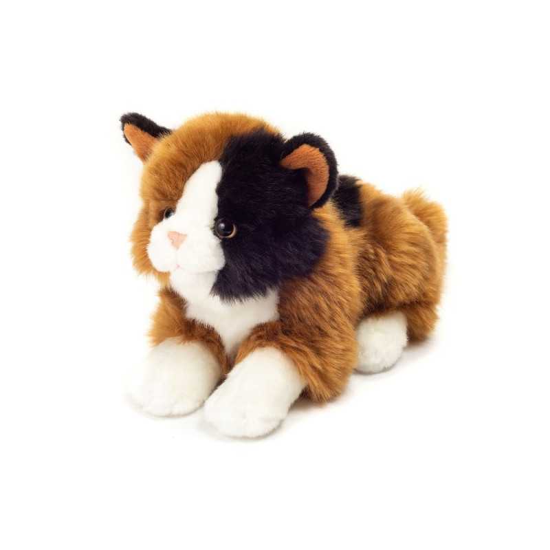 Peluche chat Calico couché Hermann Teddy Peluche chat Calico couché Hermann Teddy