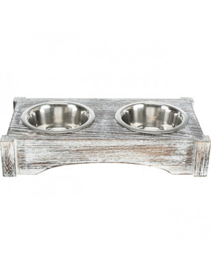 Double wood and steel bowl Trixie