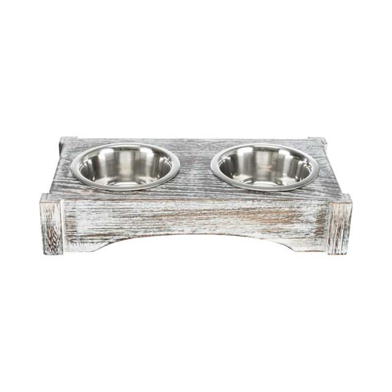 Double wood and steel bowl Trixie Double wood and steel bowl Trixie