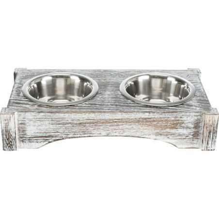 Cuenco doble madera y acero Trixie