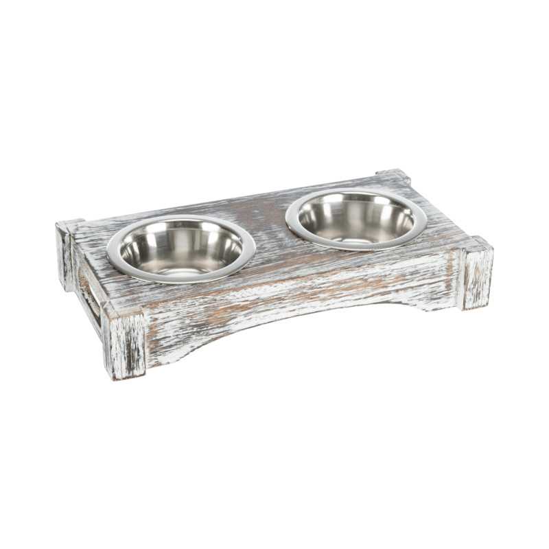 Double wood and steel bowl Trixie