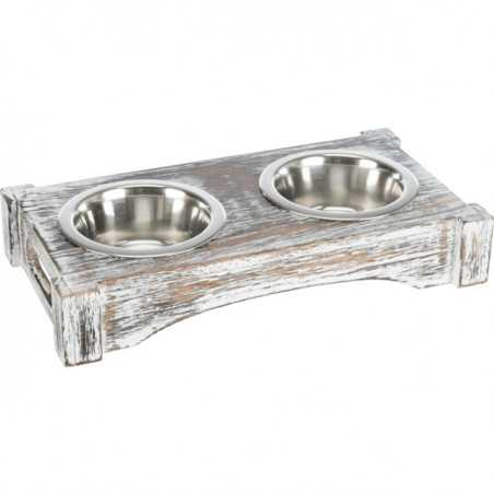 Double wood and steel bowl Trixie