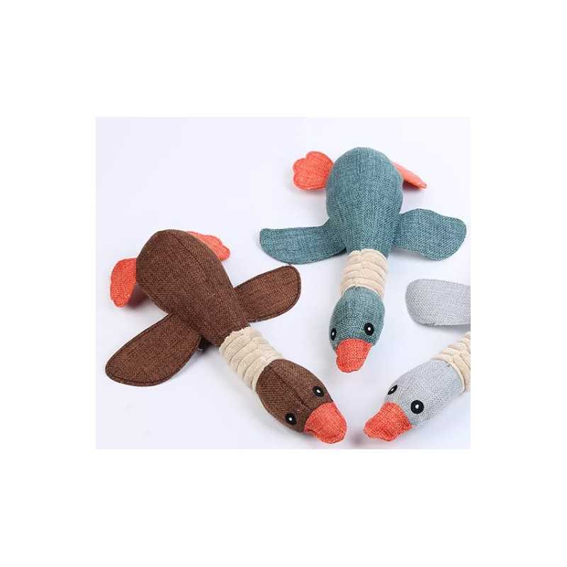 Duck plush dog toy