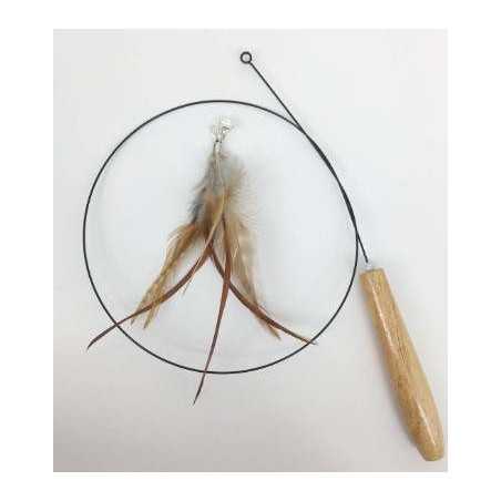 Caña de pescar para gato y pluma.