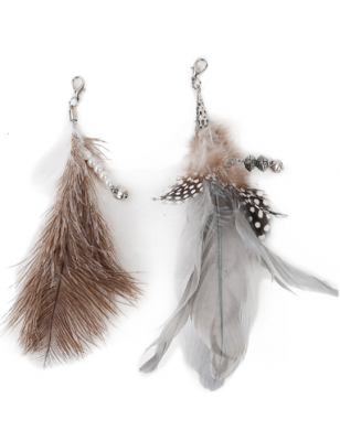 Lot de deux plumes pour plumeau pour chat