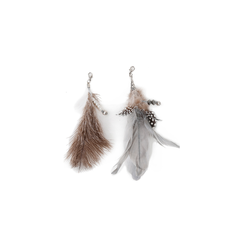 Lot de deux plumes pour plumeau pour chat