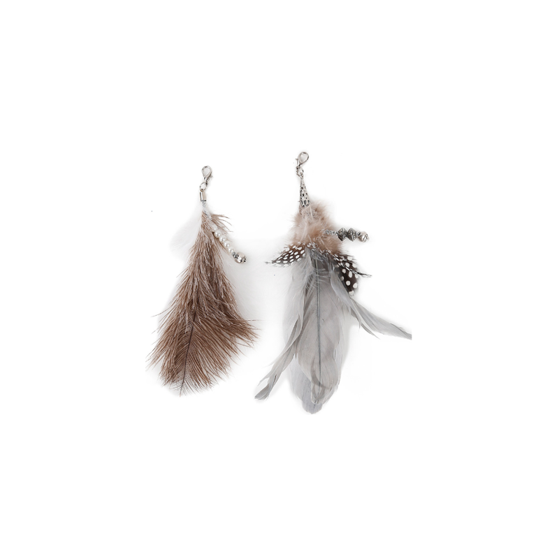 Set of two feathers for feather duster for cats