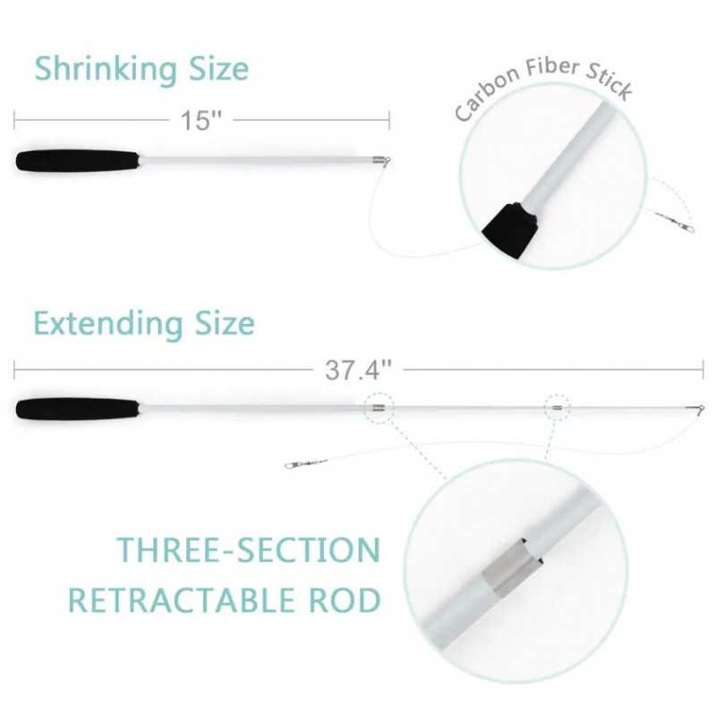 Cat fishing rod with 6 feathers