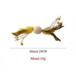 Katzenspielzeug aus Holz und Federn