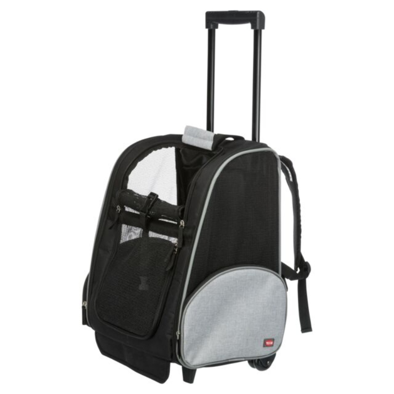 Transportín Trixie negro y gris con ruedas y mochila para perros pequeños