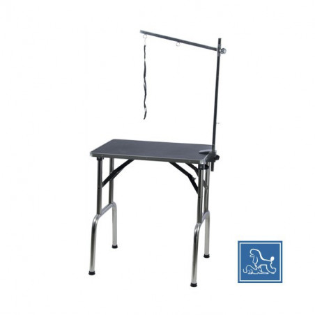 Folding grooming table with gallows